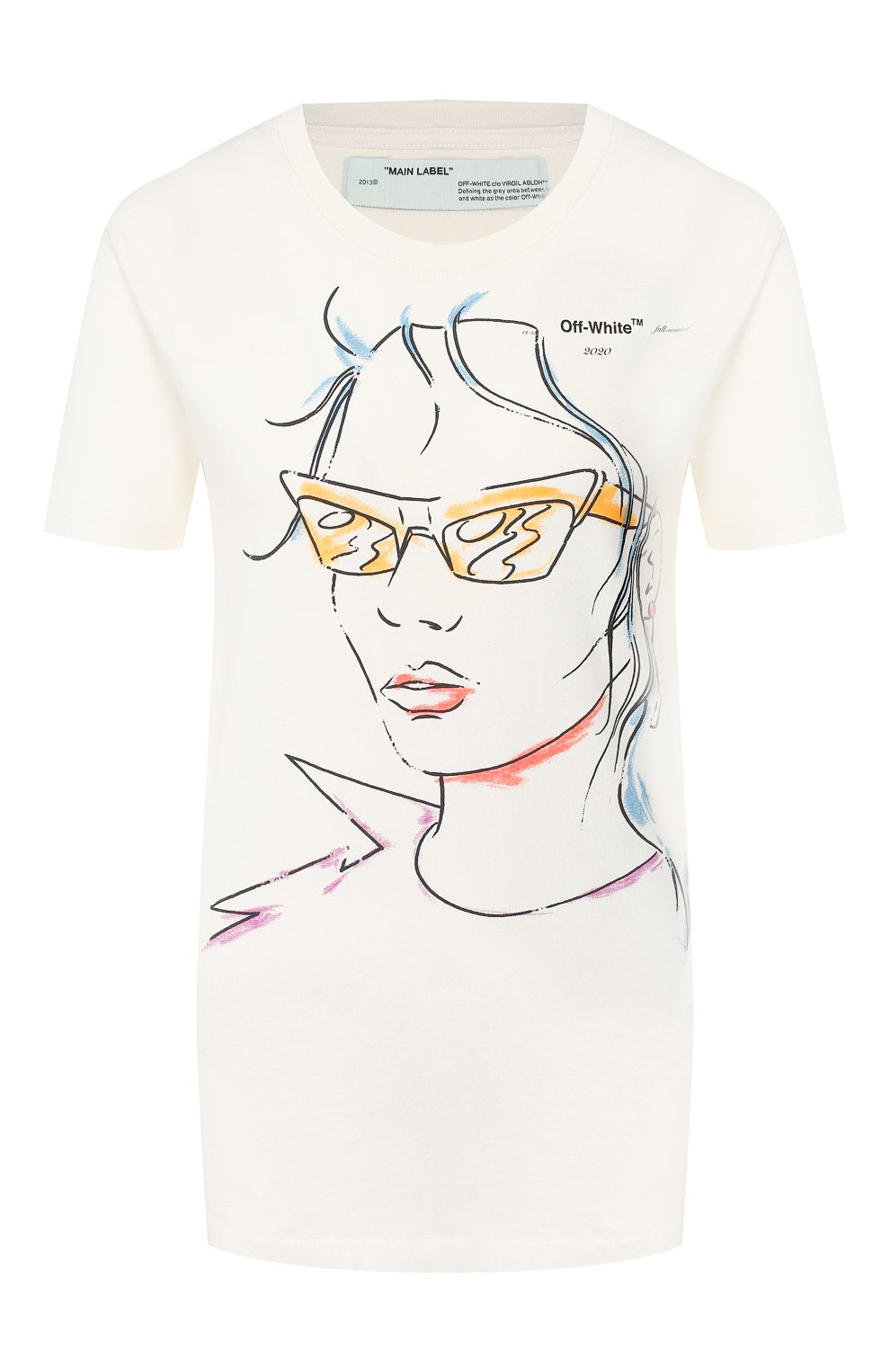 Хлопковая футболка OFF-WHITE белого цвета по цене 31750 руб., арт. 0WAA049E19B070620110, фото 1 Хлопковая футболка OFF-WHITE, арт. 0WAA049E19B070620110, фото 1