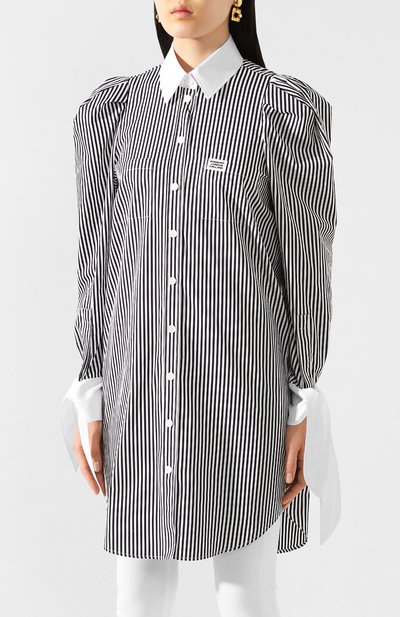 Хлопковая рубашка BURBERRY черно-белого цвета по цене 176500 руб., арт. 4564367, фото 3 Хлопковая рубашка BURBERRY, арт. 4564367, фото 3