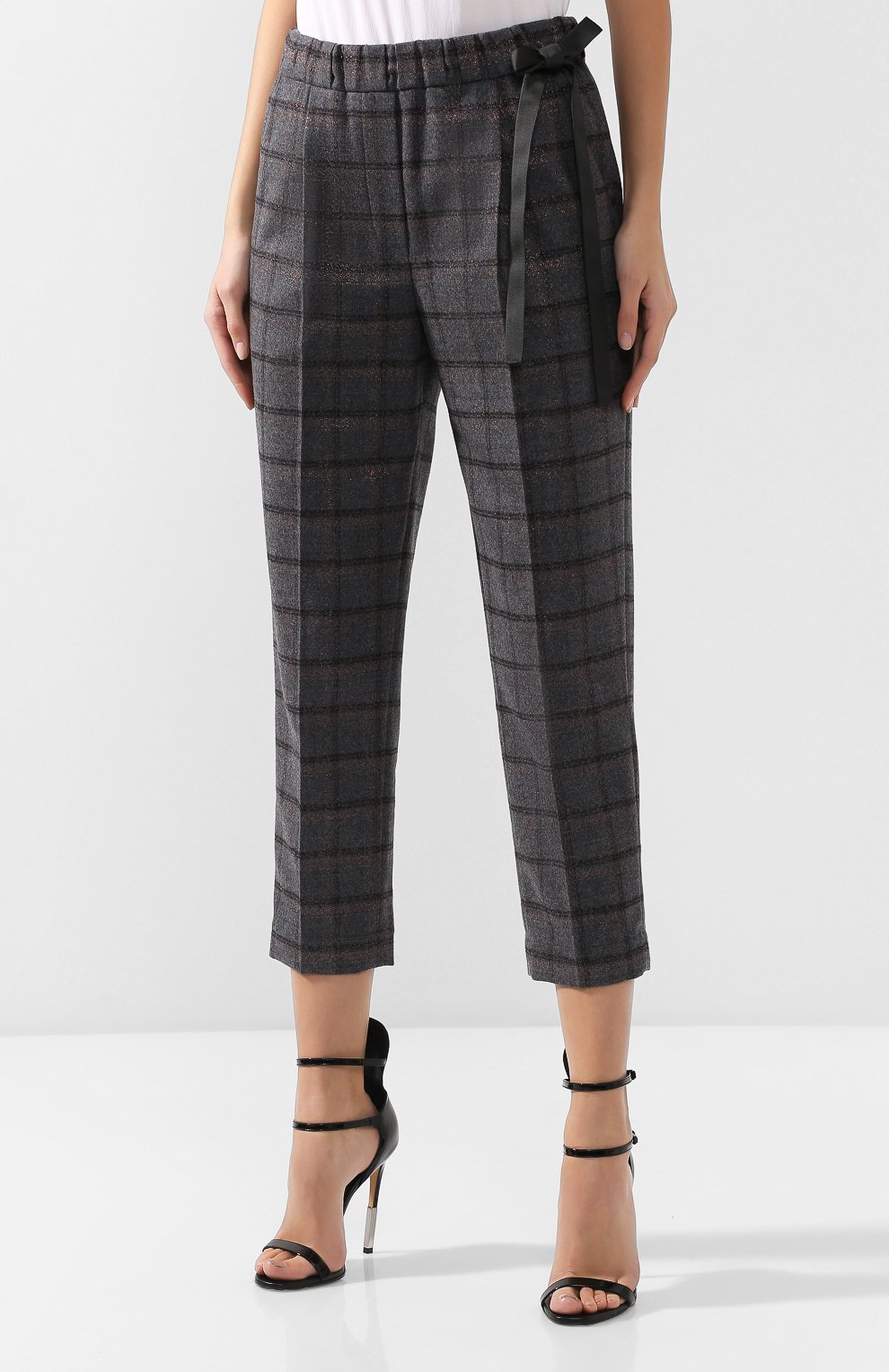 Укороченные шерстяные брюки в клетку BRUNELLO CUCINELLI, арт. MB506P6842, фото 3