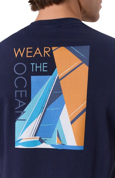 Хлопковая футболка PAUL&SHARK темно-синего цвета по цене 28650 руб., арт. 25411063/XXL, фото 5 Хлопковая футболка PAUL&SHARK, арт. 25411063/XXL, фото 5