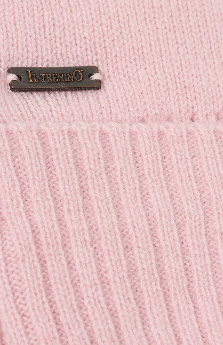 Детского капор из шерсти и кашемира IL TRENINO светло-розового цвета, арт. CL-4101/B | Фото 3 (Материал: Текстиль, Кашемир, Шерсть; Материал сплава: Проставлено; Нос: Не проставлено)
