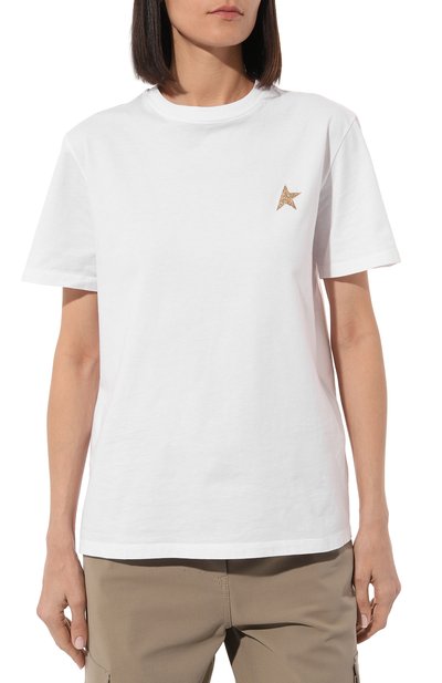 Хлопковая футболка GOLDEN GOOSE DELUXE BRAND белого цвета по цене 14300 руб., арт. GWP01220.P000594.10272, фото 3 Хлопковая футболка GOLDEN GOOSE DELUXE BRAND, арт. GWP01220.P000594.10272, фото 3