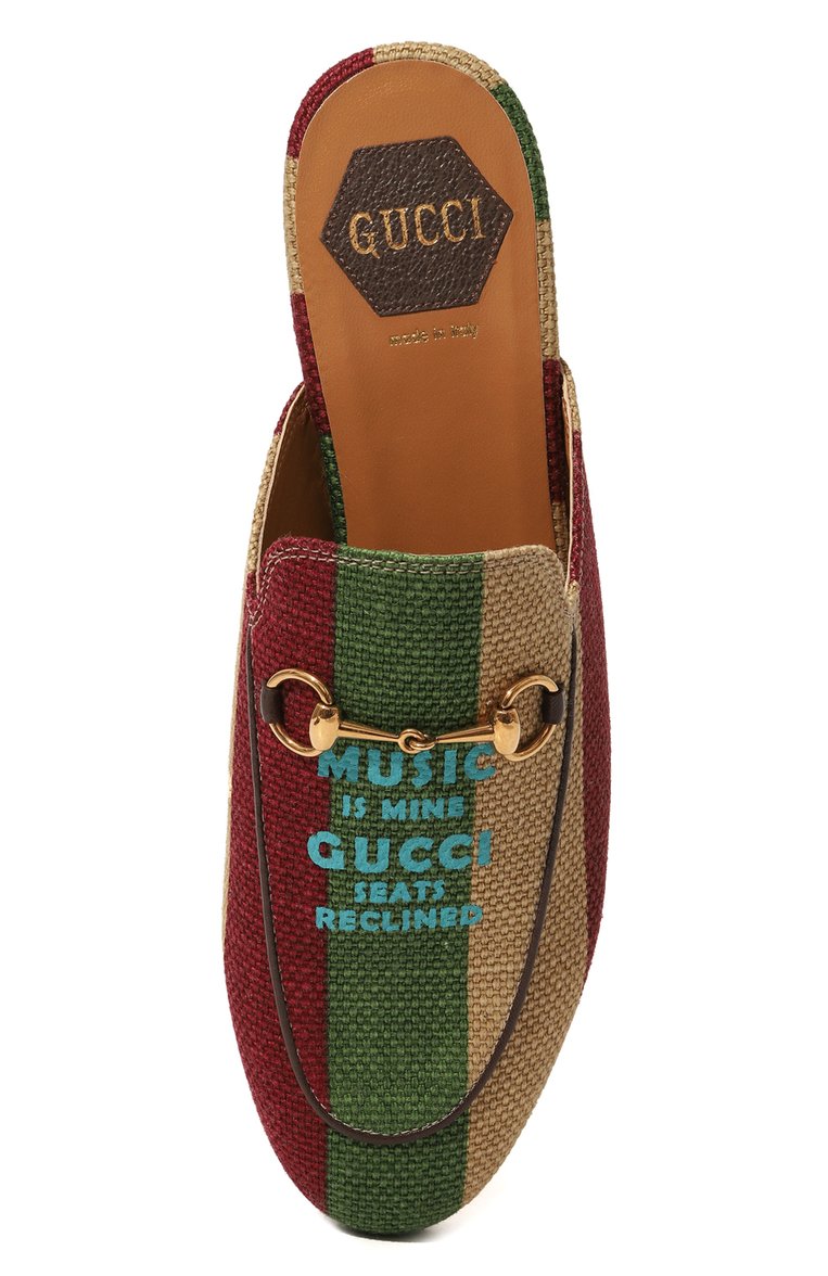 Женские текстильные сабо pricetown GUCCI разноцветного цвета, арт. 677808 UHZ30 | Фото 6 (Материал внешний: Текстиль; Материал внутренний: Натуральная кожа; Подошва: Плоская; Каблук высота: Низкий)