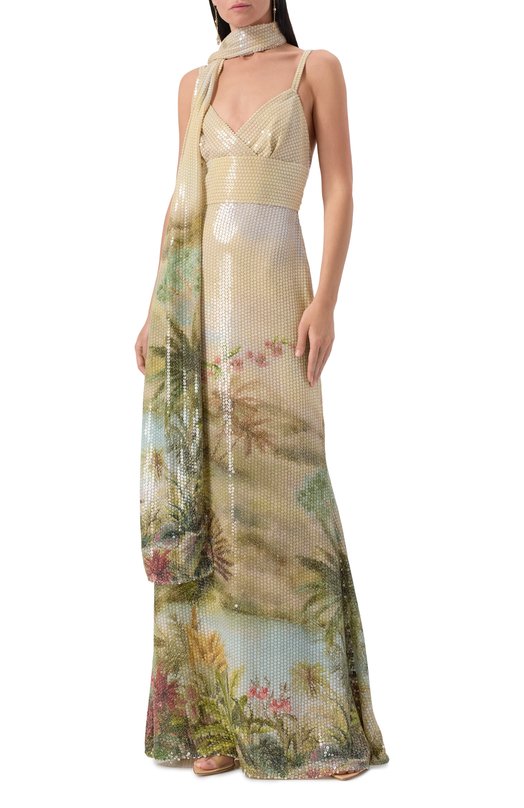 Платье с отделкой пайетками Elie Saab D0632PS25_SET Кремовый  D0632PS25_SET Фото 3