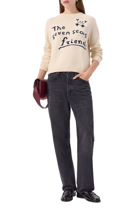 Хлопковый свитер Weekend Max Mara NESP0LA Кремовый  NESP0LA Фото 2