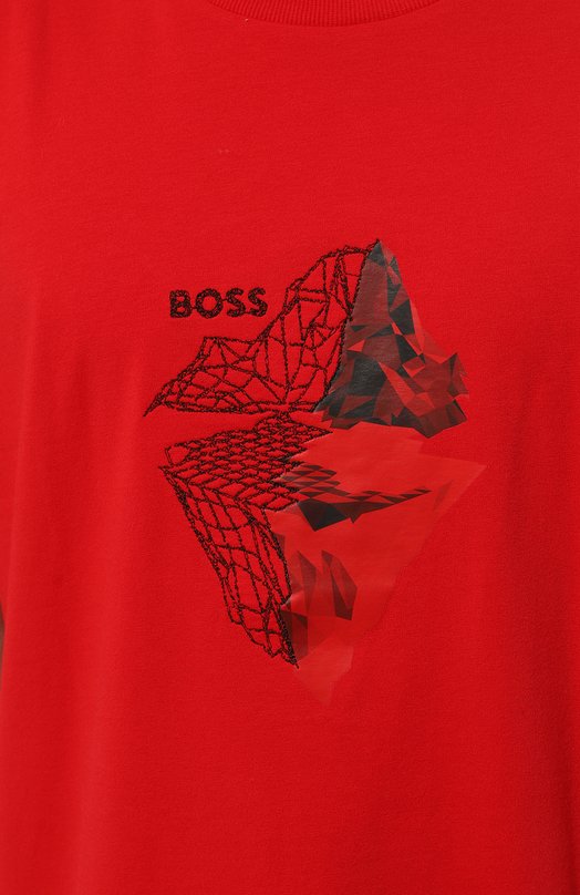 

Хлопковая футболка BOSS Green, Красный
