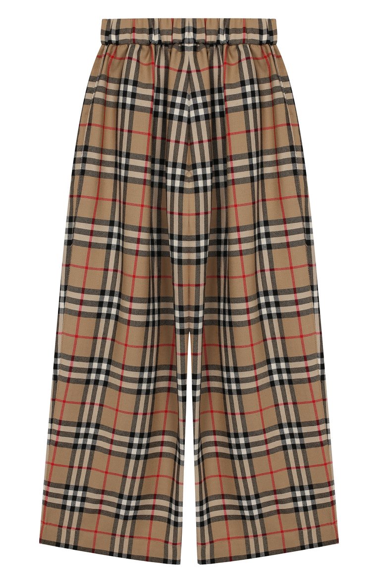 Детские шерстяные брюки BURBERRY бежевого цвета, арт. 8015464 | Фото 2 (Статус проверки: Проверена категория; Материал внешний: Шерсть; Материал подклада: Купро; Девочки Кросс-КТ: Брюки-одежда; Случай: Повседневный; Нос: Не проставлено; Ростовка одежда: 10 - 11 лет | 140 - 146см, 13 - 15 лет | 158 см, 16 лет | 164 см, 3 года | 98 см, 4 года | 104 см, 6 лет | 116 см, 8 лет | 128 см)