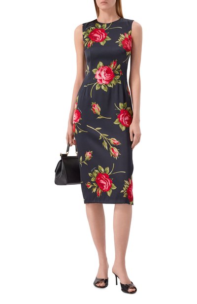 Атласное платье DOLCE & GABBANA черного цвета по цене 257500 руб., арт. F6GAST/FSICD, фото 2 Атласное платье DOLCE & GABBANA, арт. F6GAST/FSICD, фото 2