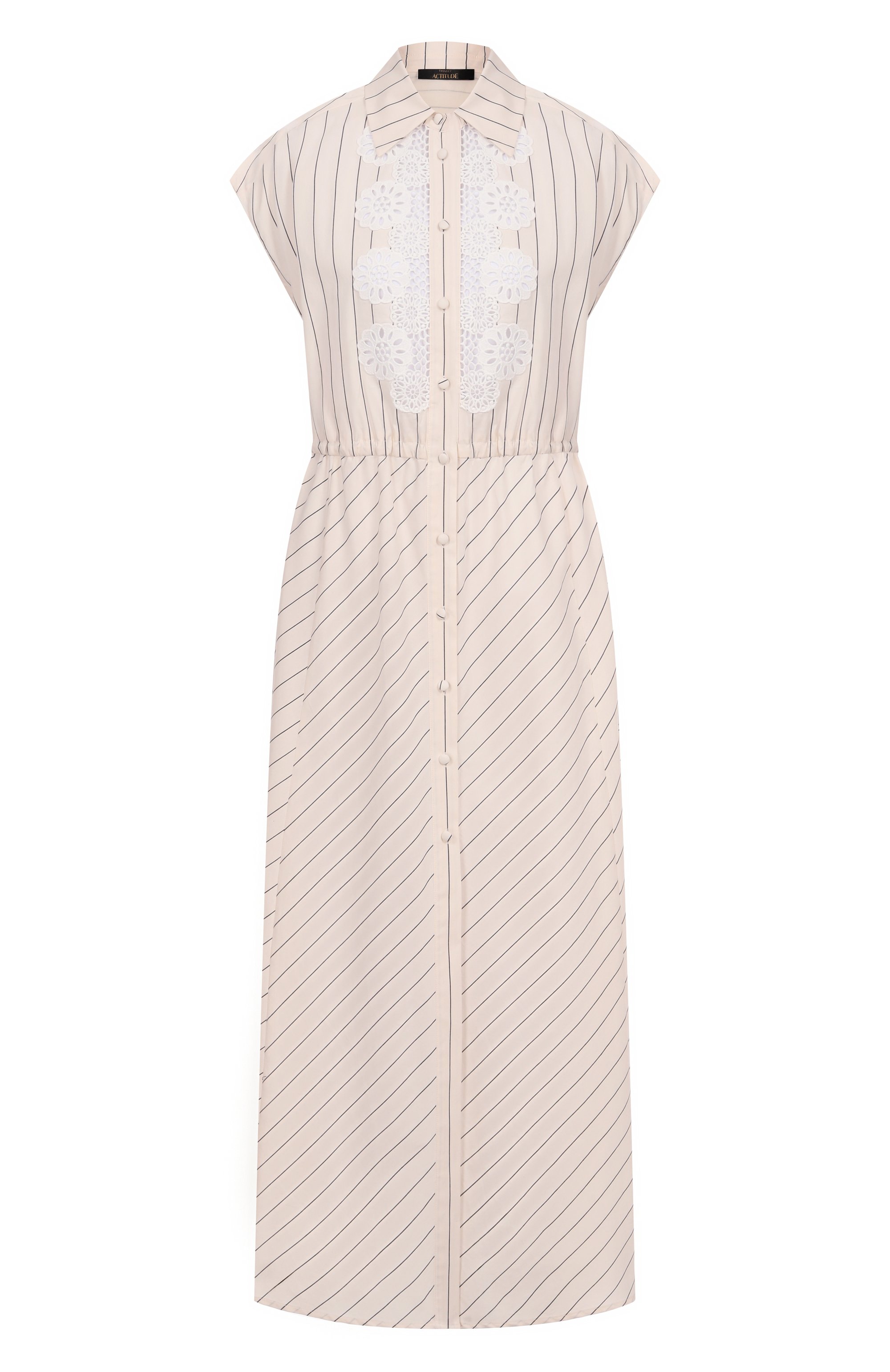 Хлопковое платье TWINSET кремового цвета по цене 33150 руб., арт. 251AP2486, фото 1 Хлопковое платье TWINSET, арт. 251AP2486, фото 1