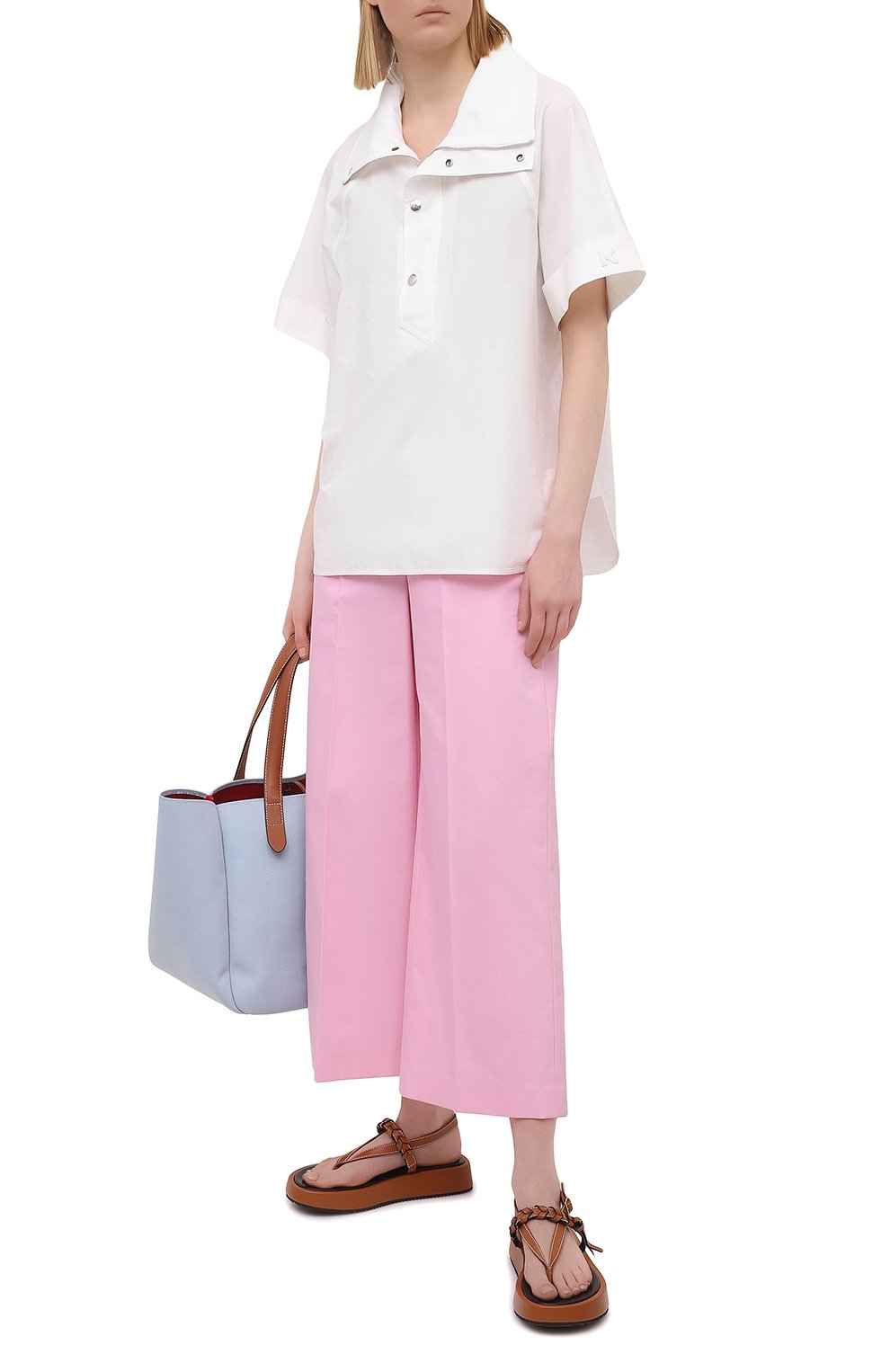 Хлопковые брюки MSGM светло-розового цвета по цене 29050 руб., арт. 3041MDP06 217105, фото 2 Хлопковые брюки MSGM, арт. 3041MDP06 217105, фото 2