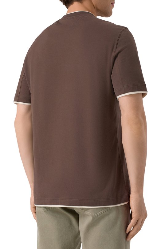 Хлопковая футболка Brunello Cucinelli M0B137427 Коричневый  M0B137427 Фото 4