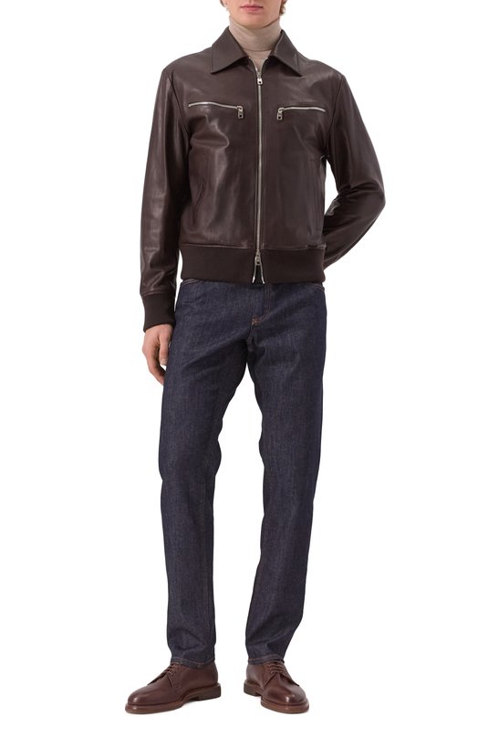 Кожаный бомбер Dolce & Gabbana G9BIJL/HULQX Коричневый  G9BIJL/HULQX Фото 2