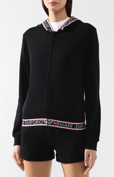 Хлопковый кардиган EMPORIO ARMANI черного цвета по цене 17400 руб., арт. 164076/9P287, фото 3 Хлопковый кардиган EMPORIO ARMANI, арт. 164076/9P287, фото 3
