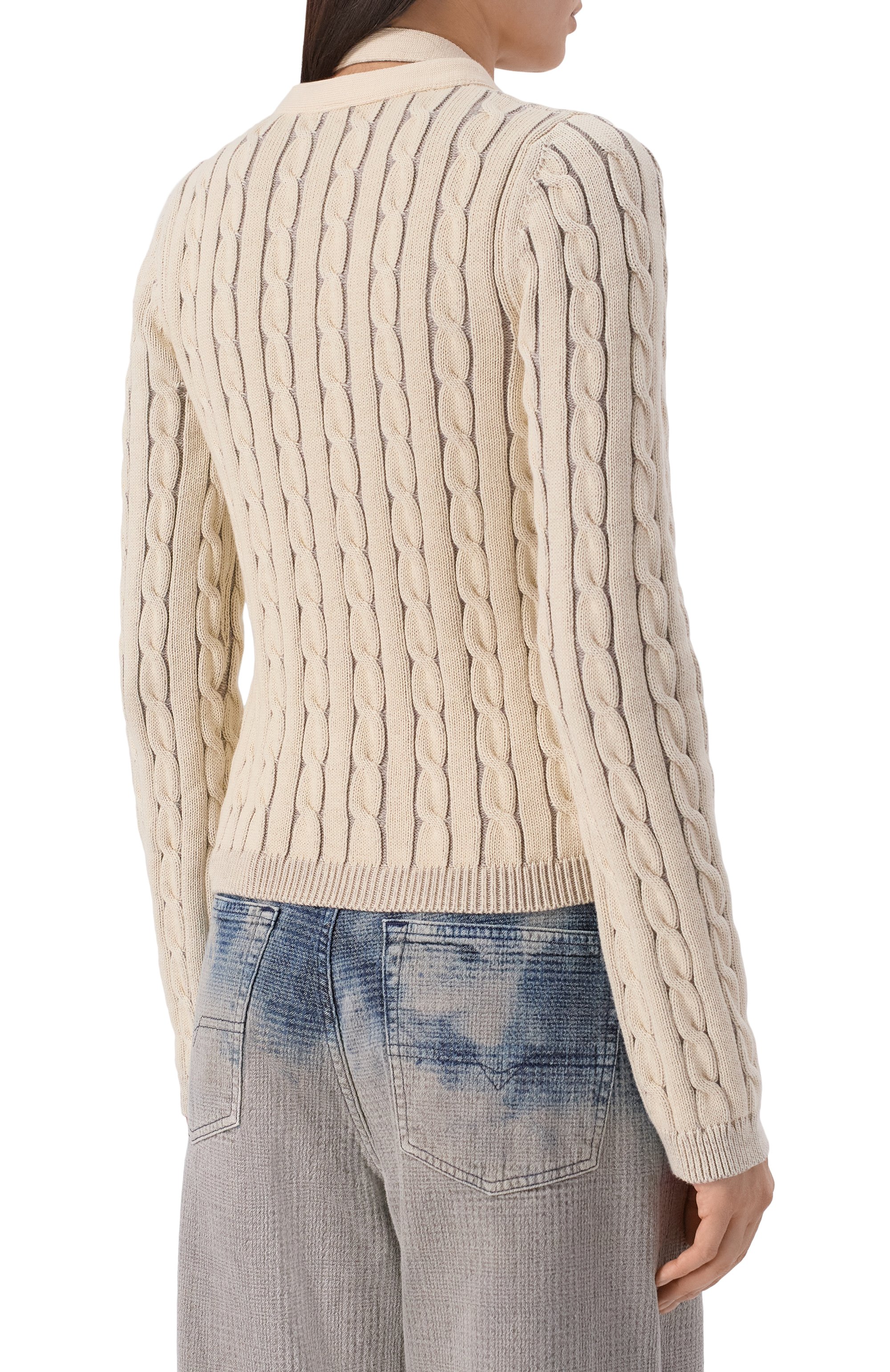 Хлопковый кардиган DIESEL бежевого цвета по цене 62800 руб., арт. A23722/0EGEH, фото 4 Хлопковый кардиган DIESEL, арт. A23722/0EGEH, фото 4