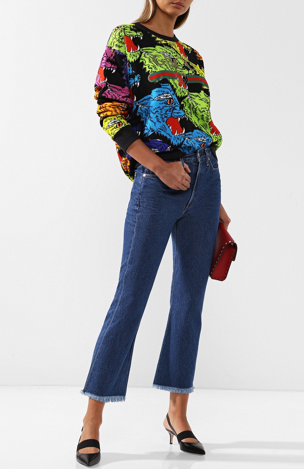 Хлопковый пуловер с круглым вырезом и принтом GUCCI, арт. 469250/X3P14, фото 2