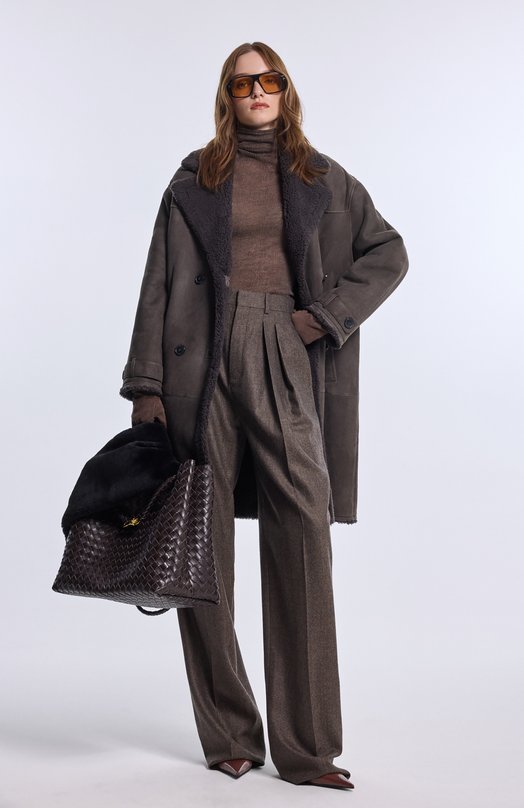 Шерстяные брюки Saint Laurent 824389/Y7K54 Коричневый  824389/Y7K54 Фото 6