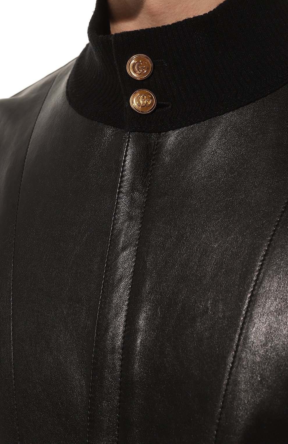 Кожаный бомбер GUCCI черного цвета по цене 403200 руб., арт. 621460 XNAKP, фото 5 Кожаный бомбер GUCCI, арт. 621460 XNAKP, фото 5