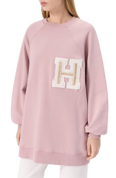 Женский хлопковый свитшот HALFBOY розового цвета, арт. HS251WF022 | Фото 3 (Драгоценные камни: Проставлено; Материал внешний: Хлопок; Рукава: Длинные; Длина (для топов): Удлиненные; Материал сплава: Проставлено; Стили: Спорт-шик; Женское Кросс-КТ: Свитшот-одежда)