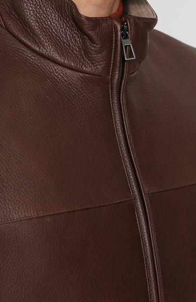 Кожаный бомбер с воротником стойкой LORO PIANA, арт. FAI2408, фото 5