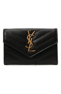 Женские кожаный кошелек monogram SAINT LAURENT черного цвета, арт. 414404/B0W01 | Фото 1 (Статус проверки: Проверена категория; Региональные ограничения белый список (Axapta Mercury): RU; Материал: Натуральная кожа; Материал сплава: Проставлено; Нос: Не проставлено)