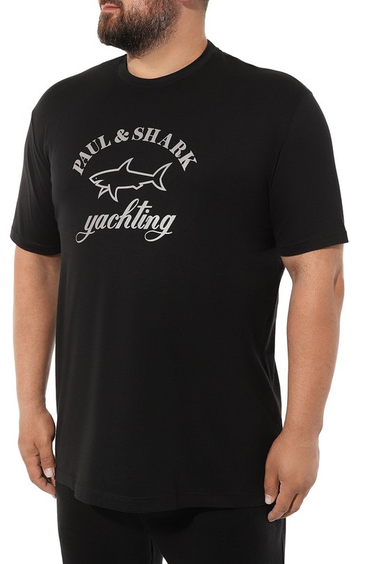 Хлопковая футболка Paul&Shark 11311628/3XL-6XL Чёрный  11311628/3XL-6XL Фото 3