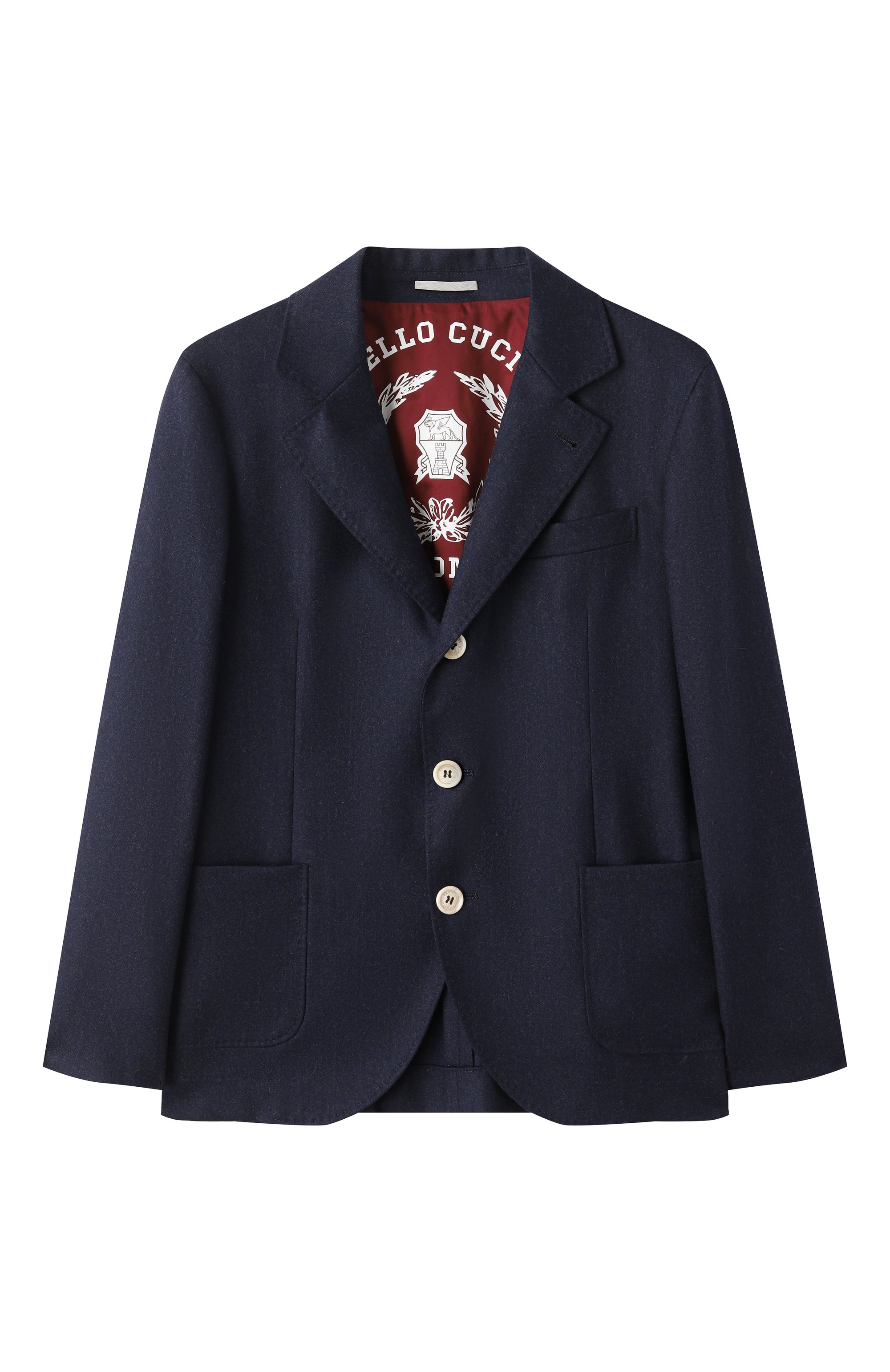 Шерстяной пиджак BRUNELLO CUCINELLI темно-синего цвета по цене 96800 руб., арт. BE226K729B, фото 1 Шерстяной пиджак BRUNELLO CUCINELLI, арт. BE226K729B, фото 1