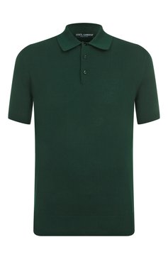 Мужское хлопковое поло DOLCE & GABBANA темно-зеленого цвета, арт. GXZ02T/JBCFV | Фото 1 (Длина (для топов): Стандартные; Рукава: Короткие; Материал внешний: Хлопок; Застежка: Пуговицы; Принт: Без принта; Кросс-КТ: Трикотаж; Стили: Кэжуэл)