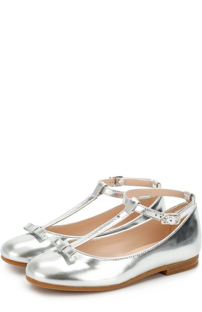 Туфли из металлизированной кожи с бантом на ремешке IL GUFO, арт. G330/SPECCHI0/27-30, фото 1