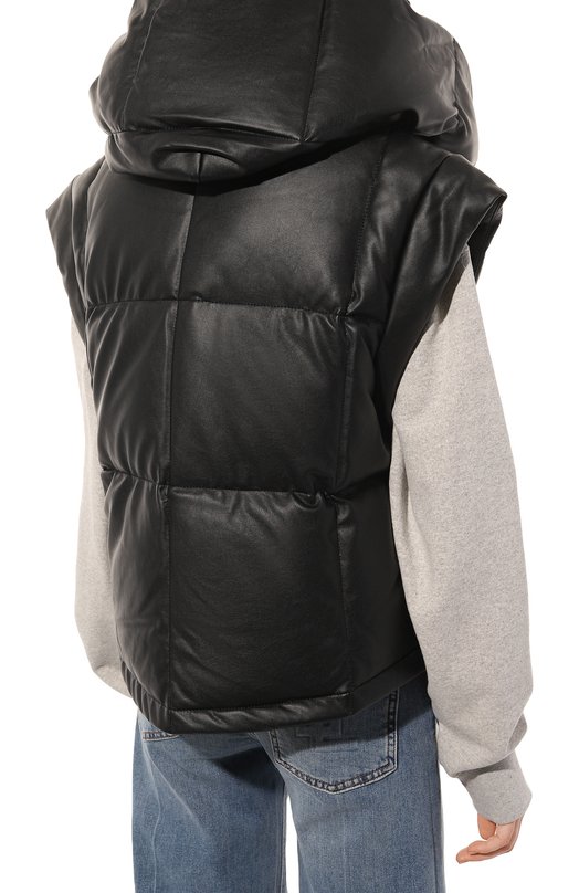 Пуховый жилет из экокожи GOEN.J Чёрный, фото 4