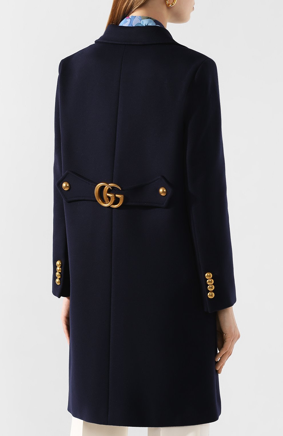 Шерстяное пальто GUCCI темно-синего цвета по цене 285120 руб., арт. 494500/ZHW03, фото 4 Шерстяное пальто GUCCI, арт. 494500/ZHW03, фото 4