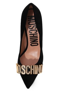 Женские текстильные туфли MOSCHINO черного цвета, арт. MA10088C1H/M45 | Фото 6 (Материал внешний: Текстиль; Каблук высота: Высокий; Материал внутренний: Натуральная кожа; Материал сплава: Проставлено; Каблук тип: Шпилька; Подошва: Плоская; Драгоценные камни: Проставлено)