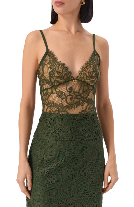 Топ из хлопка и шелка Elie Saab T0227NF25/LA004 Зелёный  T0227NF25/LA004 Фото 3