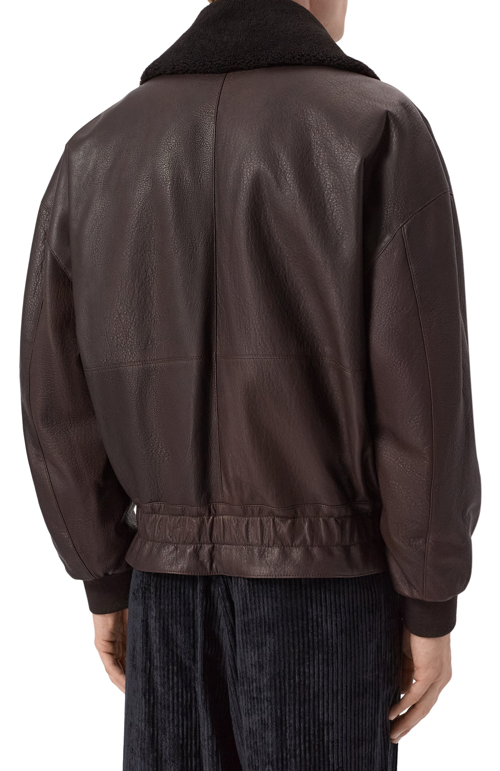 Кожаный бомбер с воротником из овчины GIORGIO ARMANI, арт. GM004415/AF30055, фото 4