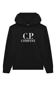 Детский хлопковое худи C.P. COMPANY черного цвета, арт. CUF00K/LCA76/4-8 | Фото 1 (Рукава: Длинные; Материал внешний: Хлопок; Драгоценные камни: Проставлено; Материал сплава: Проставлено; Мальчики Кросс-КТ: Худи-одежда)