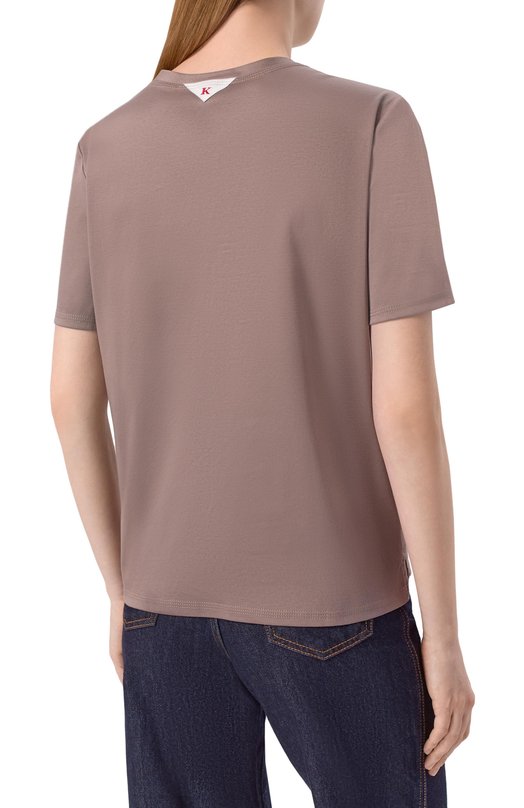 Хлопковая футболка Kiton D61449H08051 Коричневый  D61449H08051 Фото 4