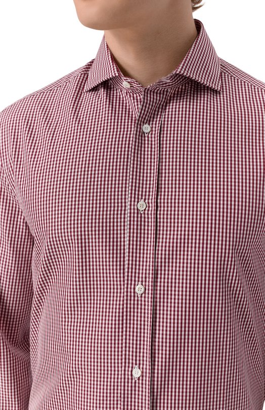 Хлопковая рубашка Brunello Cucinelli MY6451718 Бордовый  MY6451718 Фото 5