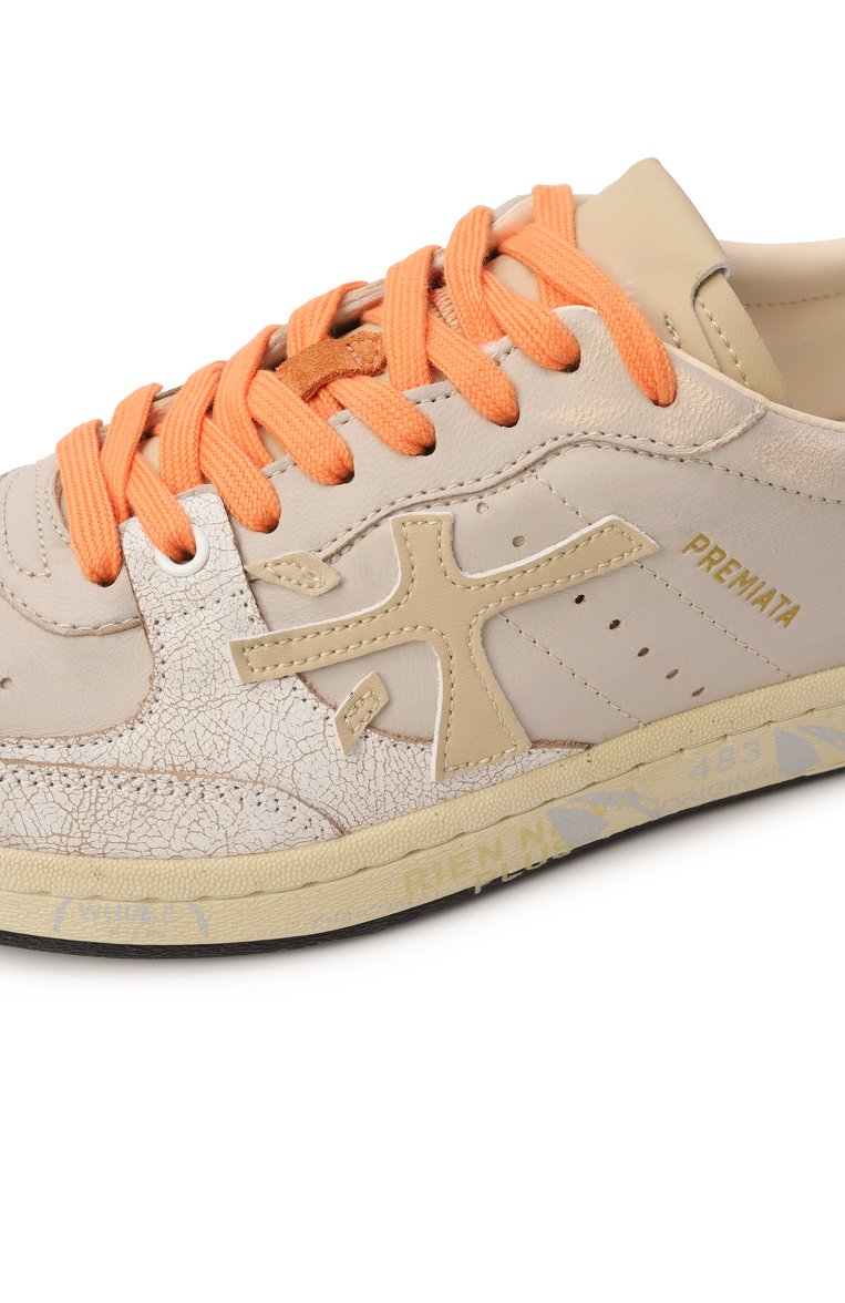 Женские кожаные кеды bskt clay-d PREMIATA светло-бежевого цвета, арт. BSKTCLAD/VAR 7315 | Фото 7 (Материал внутренний: Натуральная кожа; Кросс-КТ: Низкие; Подошва: Платформа; Стили: Кэжуэл; Материал утеплителя: Без утеплителя; Материал внешний: Натуральная кожа; Автоматизация состава: Проставлено; Автоматизация ТО: Проставлено)