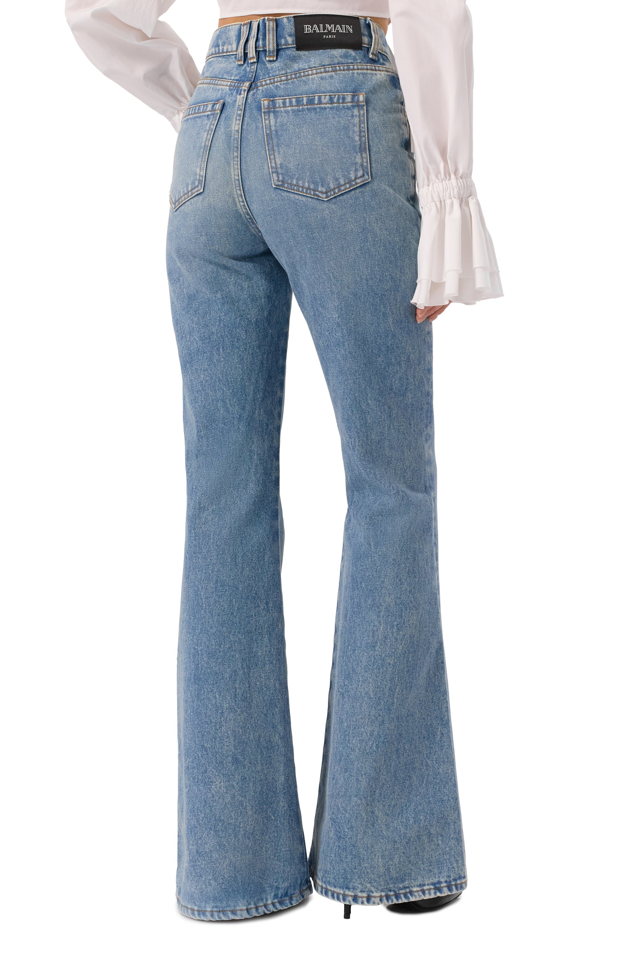 Джинсы BALMAIN голубого цвета по цене 138000 руб., арт. EF1MJ115/DF24, фото 4 Джинсы BALMAIN, арт. EF1MJ115/DF24, фото 4