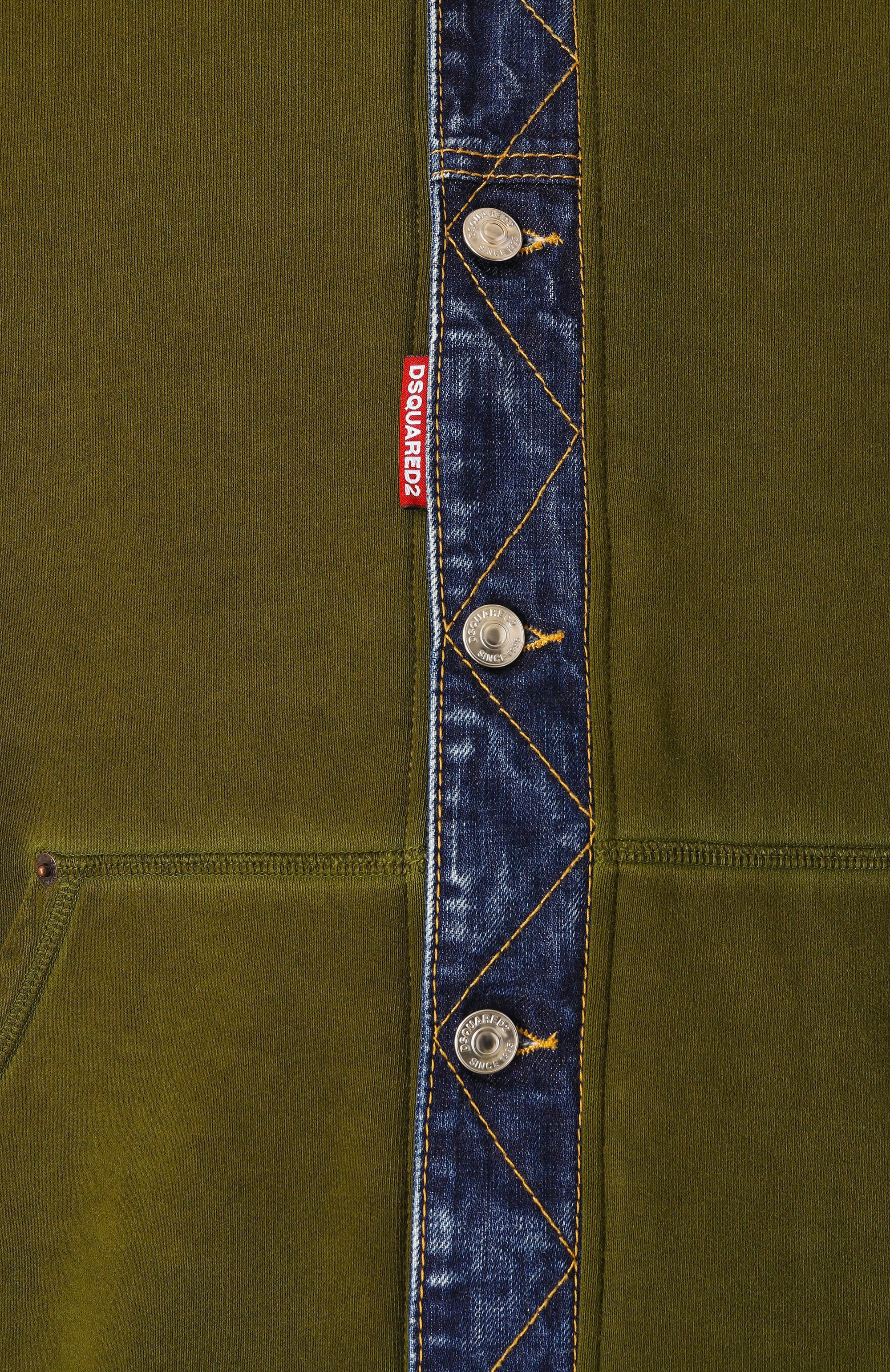 Хлопковая толстовка DSQUARED2 хаки цвета по цене 94600 руб., арт. S74HG0169/S25030, фото 6 Хлопковая толстовка DSQUARED2, арт. S74HG0169/S25030, фото 6