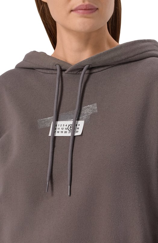 Хлопковое худи MM6 S62GU0142/M25024 Серый  S62GU0142/M25024 Фото 5