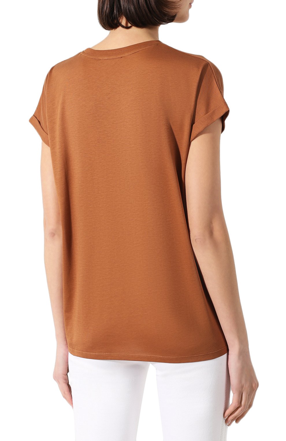 Хлопковая футболка BALMAIN коричневого цвета по цене 26200 руб., арт. TF11351/I382, фото 4 Хлопковая футболка BALMAIN, арт. TF11351/I382, фото 4