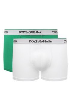 Мужские комплект из двух боксеров DOLCE & GABBANA зеленого цвета, арт. M9D62J/0UAIG | Фото 1 (Кросс-КТ: бельё; Материал сплава: Проставлено; Нос: Не проставлено; Материал внешний: Хлопок; Мужское Кросс-КТ: Трусы)