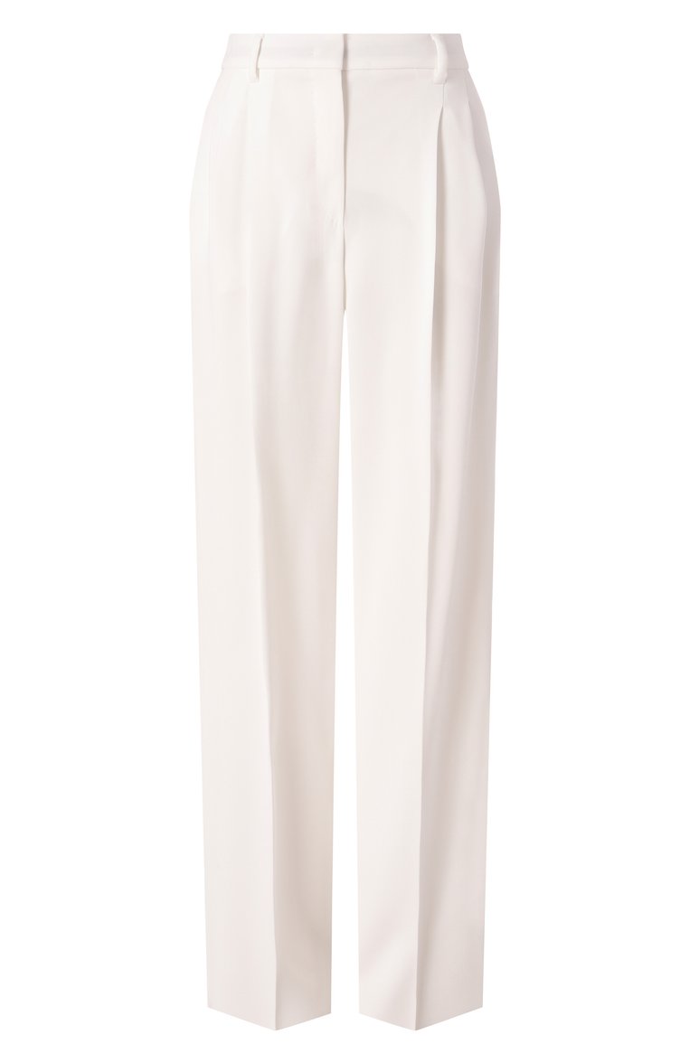 Женские брюки MAX MARA STUDIO белого цвета, арт. NE0TTIA | Фото 1 (Длина (брюки, джинсы): Стандартные; Стили: Кэжуэл; Женское Кросс-КТ: Брюки-одежда; Силуэт Ж (брюки и джинсы): Прямые; Материал внешний: Синтетический материал)