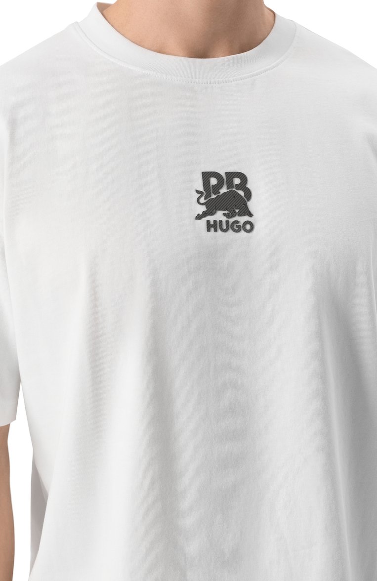 Мужская хлопковая футболка hugo x rb HUGO белого цвета, арт. 50542766 | Фото 5 (Длина (для топов): Стандартные; Рукава: Короткие; Материал внешний: Хлопок; Принт: С принтом; Стили: Спорт-шик; Кросс-КТ: Джерси; Мужское Кросс-КТ: Футболка-одежда)