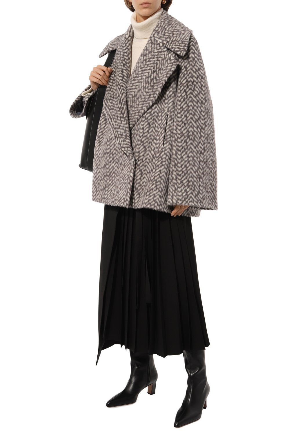 Шерстяное полупальто FREEAGE серого цвета по цене 242000 руб., арт. WW25.CT018.2560.901, фото 2 Шерстяное полупальто FREEAGE, арт. WW25.CT018.2560.901, фото 2