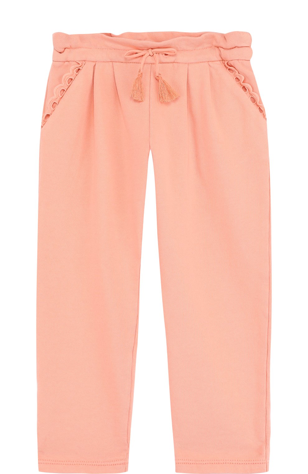 Хлопковые брюки прямого кроя на кулиске CHLOÉ, арт. C04112/2A-3A, фото 1