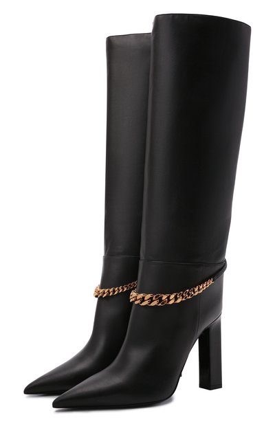 Кожаные сапоги la medusa VERSACE черного цвета по цене 193000 руб., арт. 1000817/1A00673, фото 1 Кожаные сапоги la medusa VERSACE, арт. 1000817/1A00673, фото 1