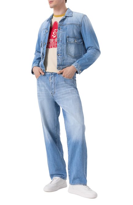 Мужские джинсы DSQUARED2 голубого цвета, арт. S71LB1611/S30309 | Фото 2 (Материал сплава: Проставлено; Драгоценные камни: Проставлено; Длина (брюки, джинсы): Стандартные; Материал внешний: Хлопок)