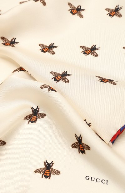 Шелковый платок GUCCI белого цвета по цене 20160 руб., арт. 497910 4G001, фото 3 Шелковый платок GUCCI, арт. 497910 4G001, фото 3