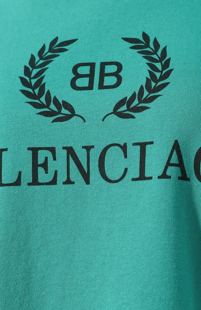 Хлопковая футболка BALENCIAGA зеленого цвета по цене 30750 руб., арт. 556109/TCV25, фото 5 Хлопковая футболка BALENCIAGA, арт. 556109/TCV25, фото 5